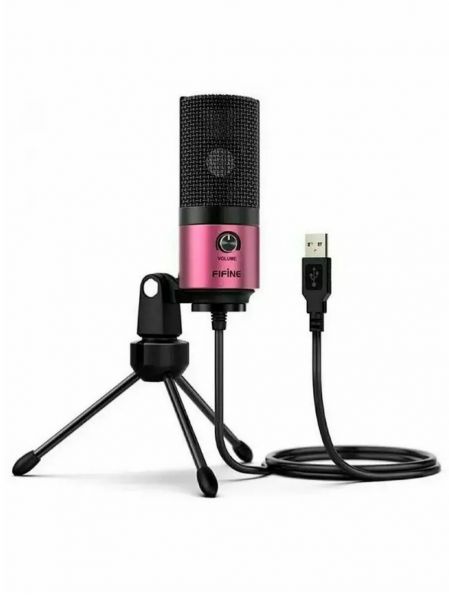 Компьютерный микрофон Fifine K669, конденсаторный, USB, кардиоидный, розовый